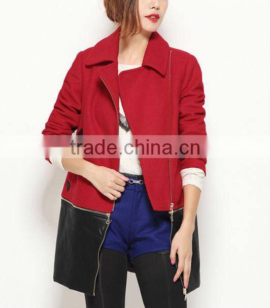 red OL woolen women coat/new model coat women 2016