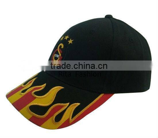 2013 new design flames navy blue embroidery baseball cap
