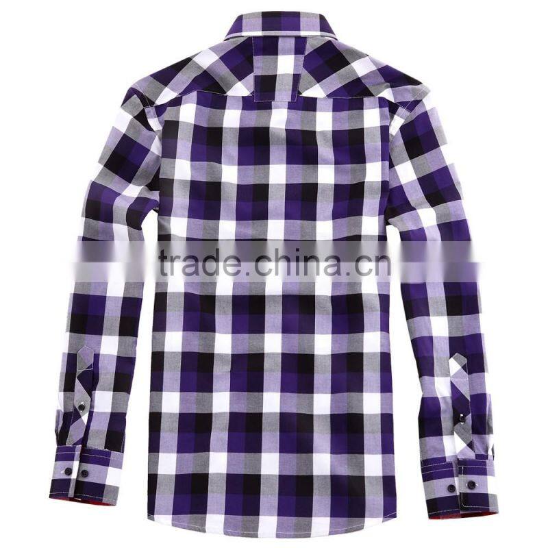 purple plaid hand-made shirt,designer men shirt