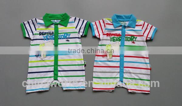 striped cheap cotton romper 2 color romper baby's short sleeves romper