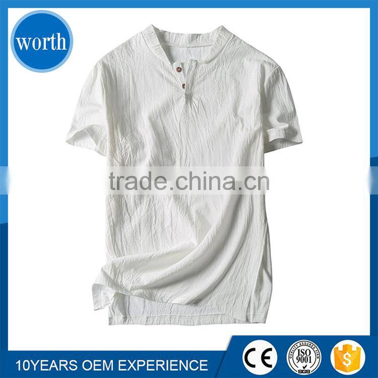 Hemp t shirt Fashion style with button placket adolecence must haves