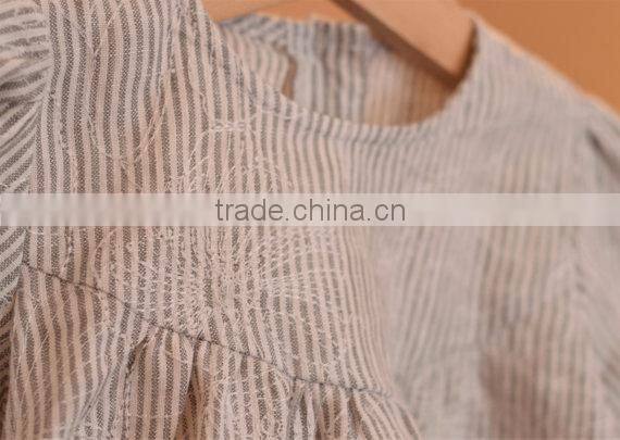 2017 latest western style kids stripe clothing wholesale cotton frock design baby linen dress