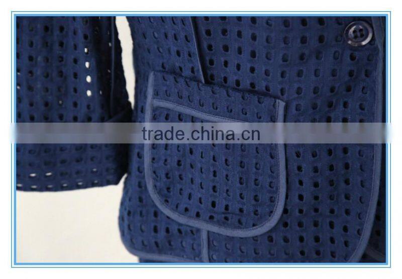 Organic 100% Cotton Eyelet Embroidery Business Suits Lady Church Suits