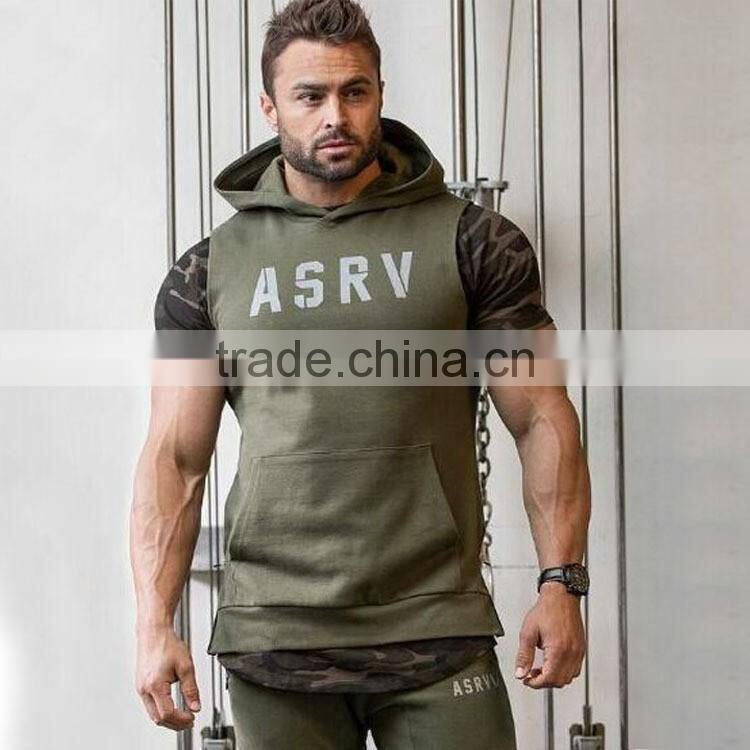 2016 Hooded sleeveless undershirt cotton sport vest waistcoat sleeveless tank top mens fitness hoodies sweatshirts