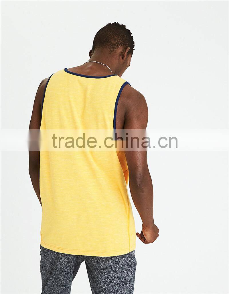 MGOO Sleeveless Dri Fit Tank Top Blank Scoop Neck Men Gym Tank Top With Contrast Color Binding