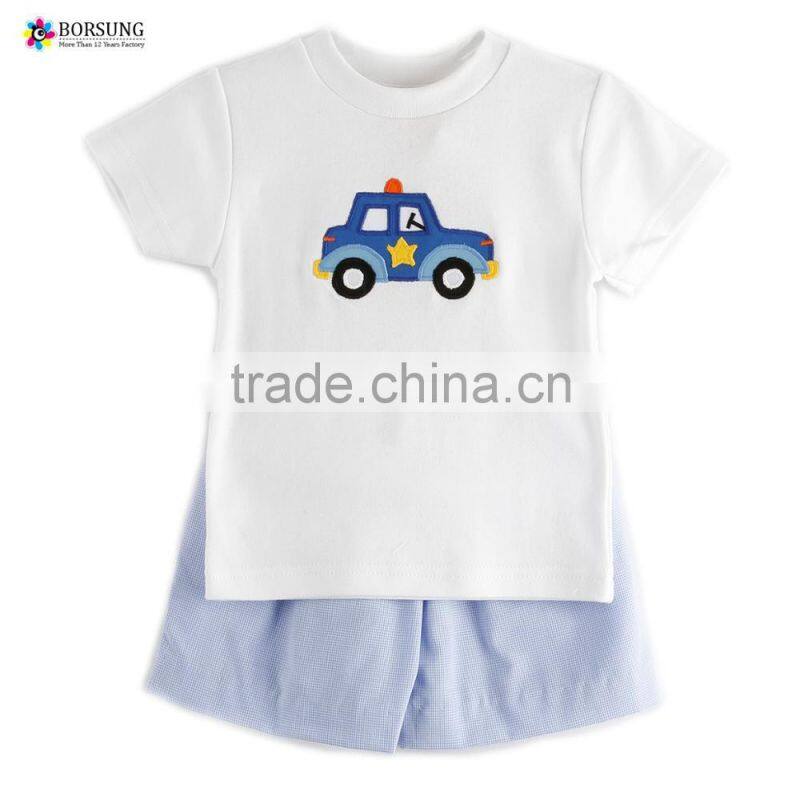 Cartoon embroidery Children Boys Clothing Set Short sleeve Kids Boys Clothes