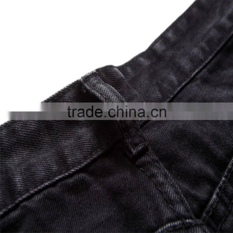 2016 new men's fashion brand Foot beam jeans black jeans male personality folds comfortable hotsale biker jeans