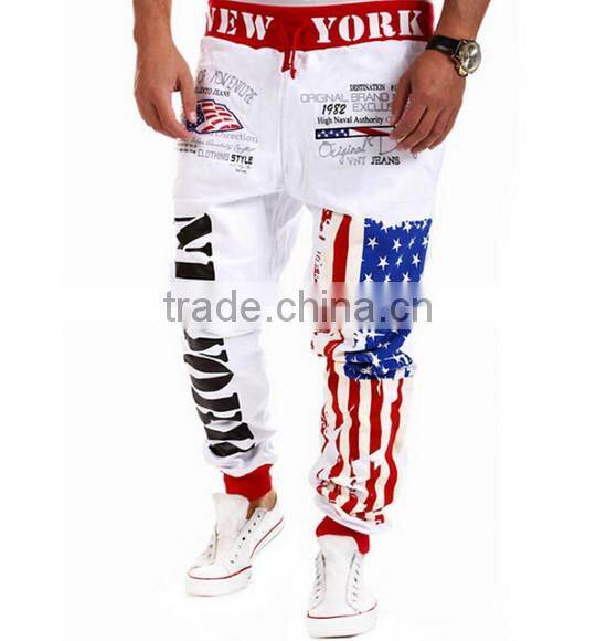 OEM bulking buy closed bottom polyester/cotton yarn custom mens ruffle hippie pants