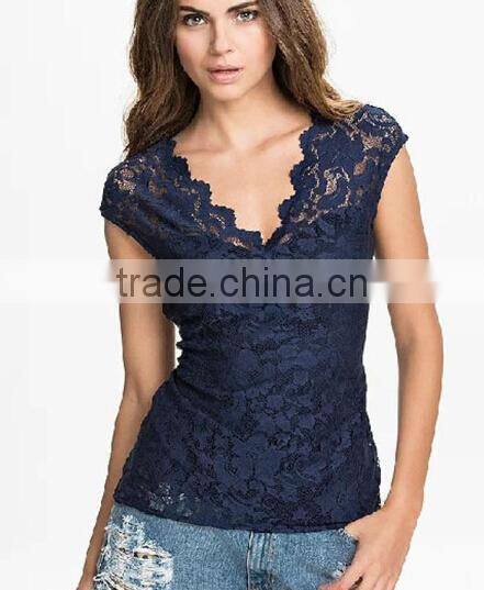 women custom print lace t shirt extend t shirt