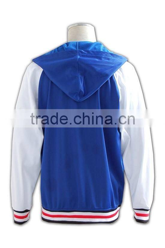 China manufacture high quality fashion blue baseball hooded sweatshirts