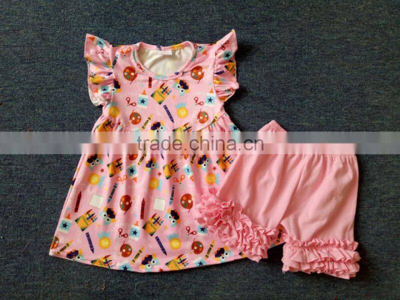 New Fashion Little Baby Cotton Outfit Western Girls Summer Clothing Set Tunic Toddler Girls Clothing Outfits