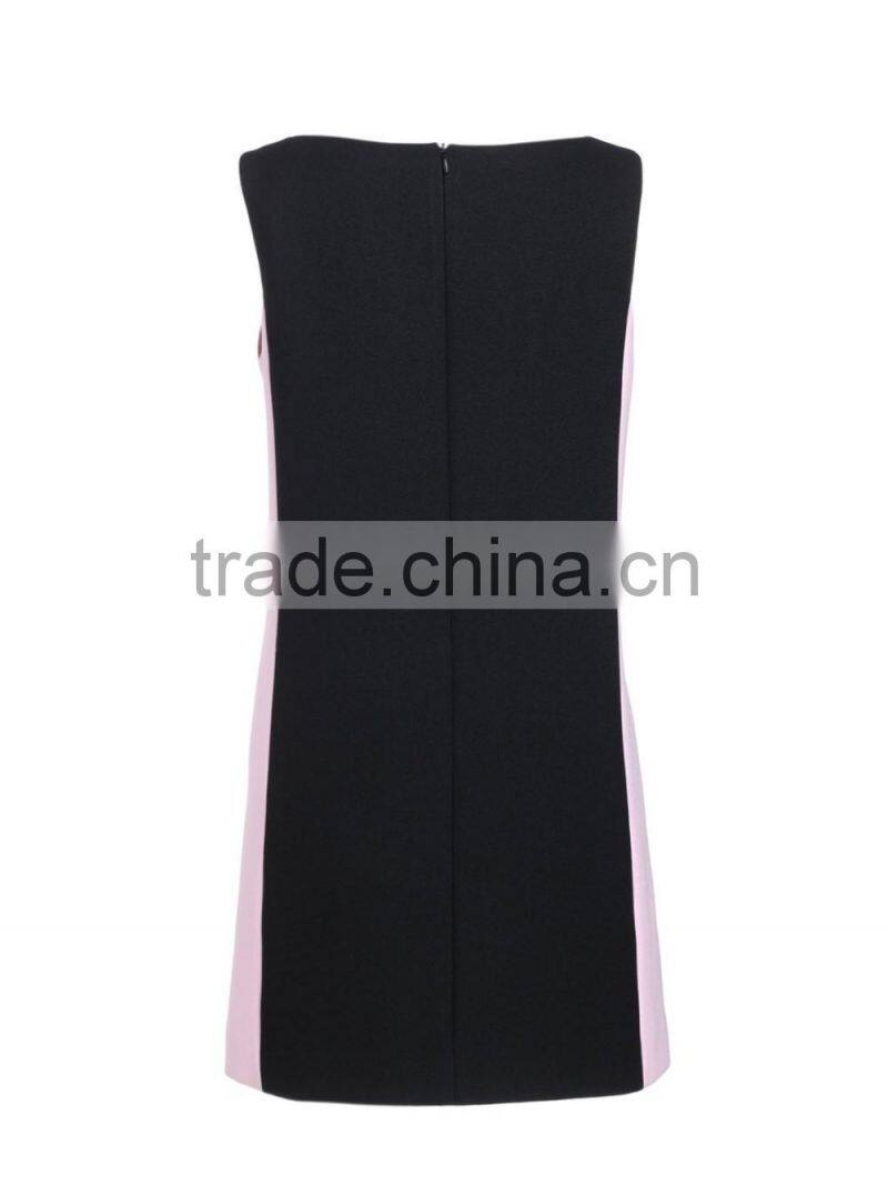 Ladies black and white printing sleeveless dress