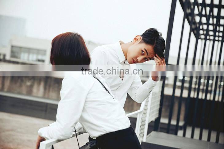 design Cat Embroidered men oxford casual shirt, young couple shirt