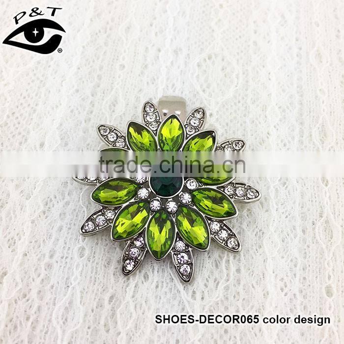 NEW ARRIVAL Olivine Rhinestone Flower Designs Shoe Clips Ornaments for Heels Decorations