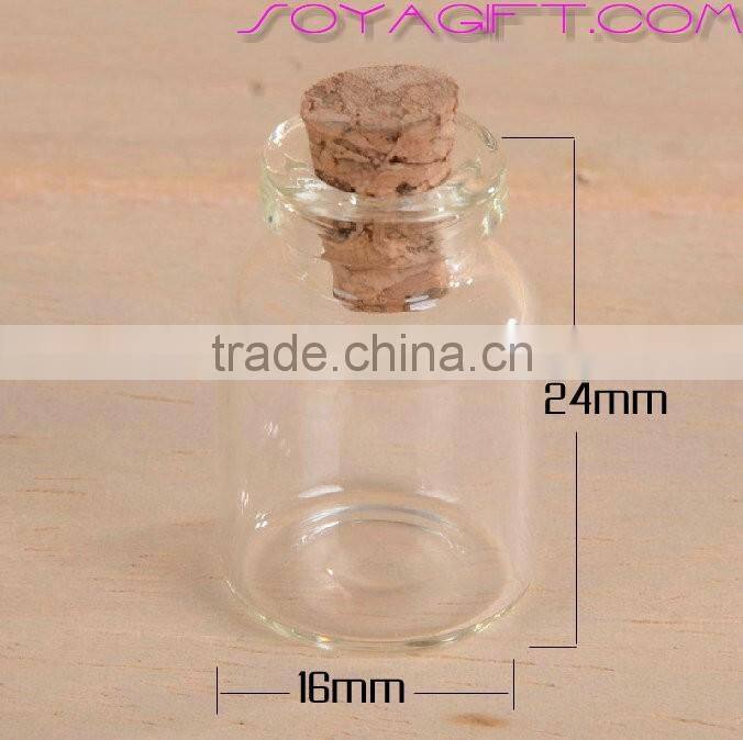 16mm Clear Glass Wishing Bottle With Cork Stopper and Test Tube for Lab