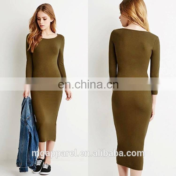 china new product ladies elegant midi dress long sleeves classic bodycon midi dress