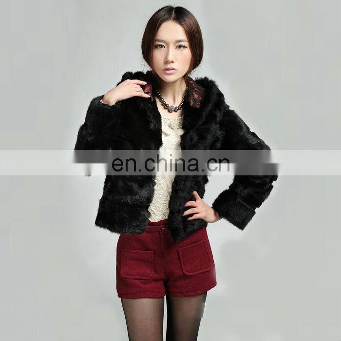 2014 new Wholesale short style red genuine rabbit fur jacket