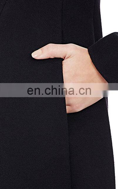 European new style embellished at front slim fit woolen Long winter coat with oversized buttons