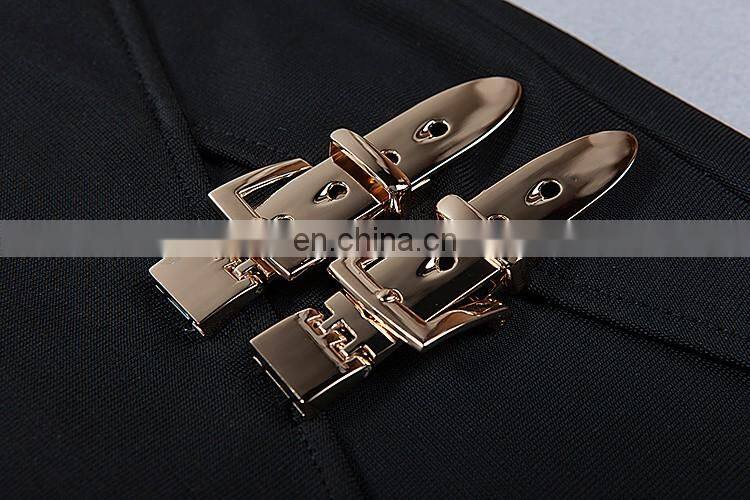 Amigo 2017 christmas party bandage dress 2pcs dresses with white long sleeve hollow out crop top and midi high vent skirt