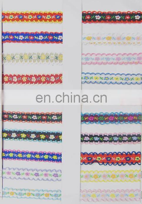elastic flower trimmings 1.3cm ribbon embroidered trims Jacquard ribbon trim