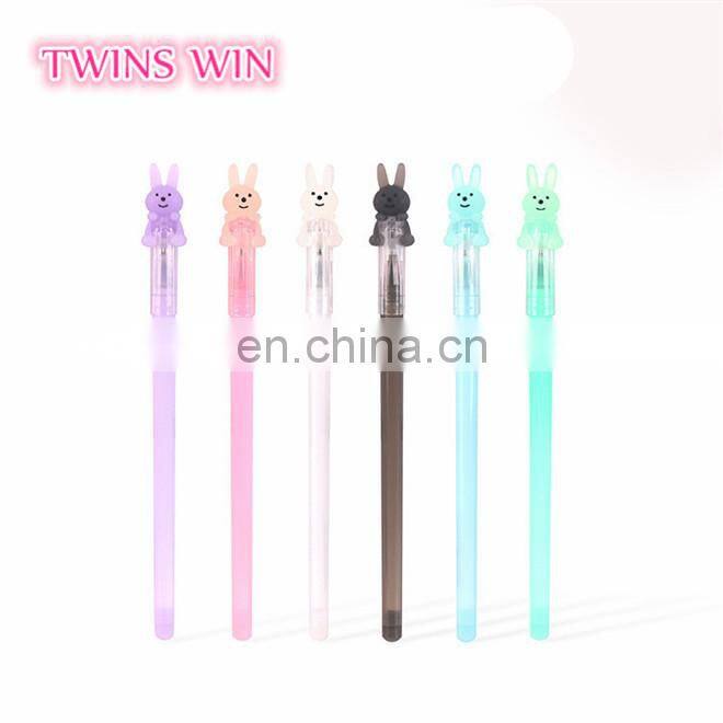Austria hot selling office school stationery supplier cheap wholesale funny rabbit shaped colorful plastic erasable gel pen ink