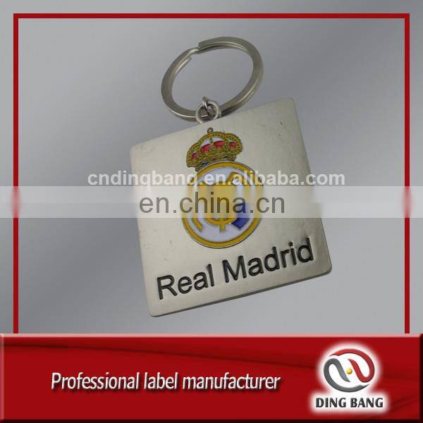 Popular OEM Promotion Souvenir Metal Plate Type And Color Filled Feature Square Shape Cheap Metal Custom Logo Keychain