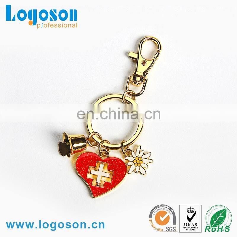 Charm flower and heart shape keyring for girls