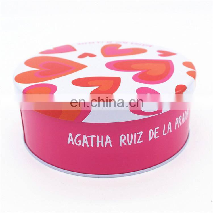 Round colored metal or plastic cosmetic tin packaging box