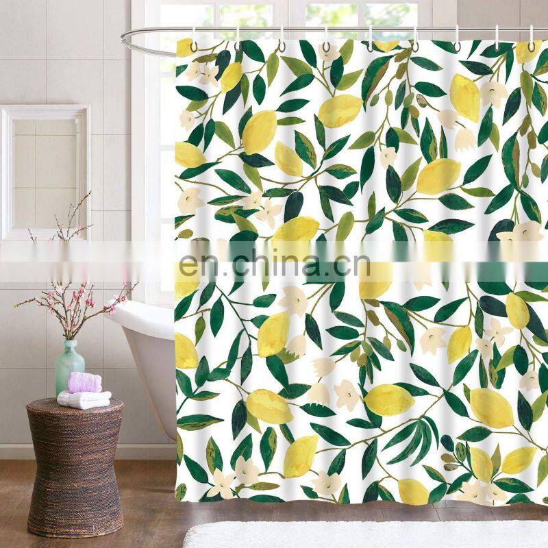 Fashion printing shower curtain green extra long