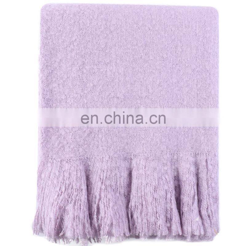Wholesale Custom Soft Solid color Light Purple Throw Blanket For Sofa