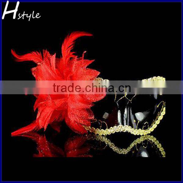 party mask, venetian mask, halloween mask with purple feather flower SC072