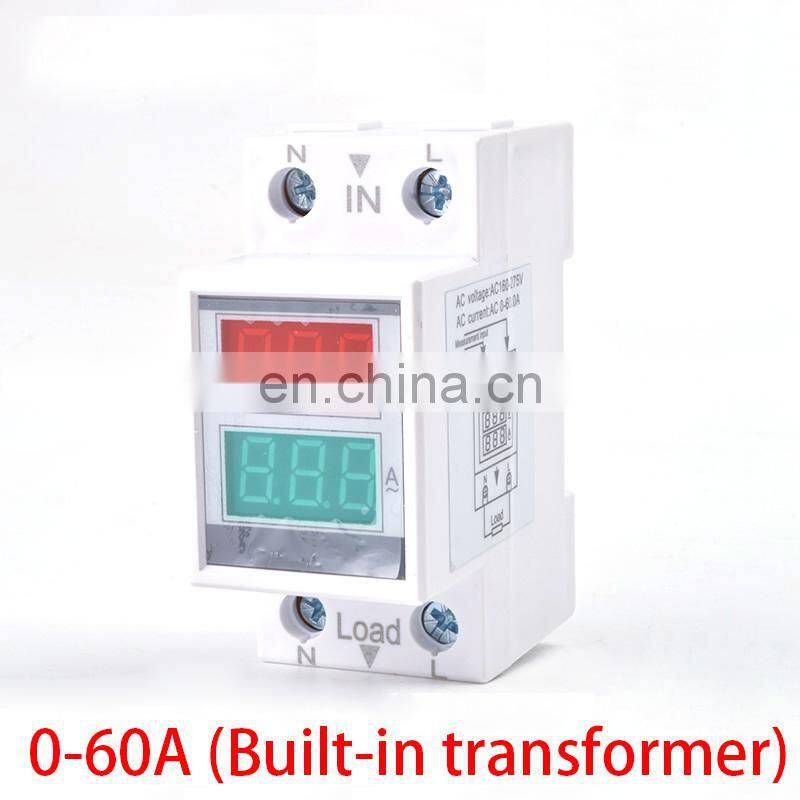 D37-2042 DIN rail Multi function Digital Meter AC 80-300V 0-100A 60A Ammeter Voltmeter Red Green LED Voltage Current Meter