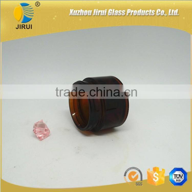 50ml amber straighted sided cosmetic jar with black lid