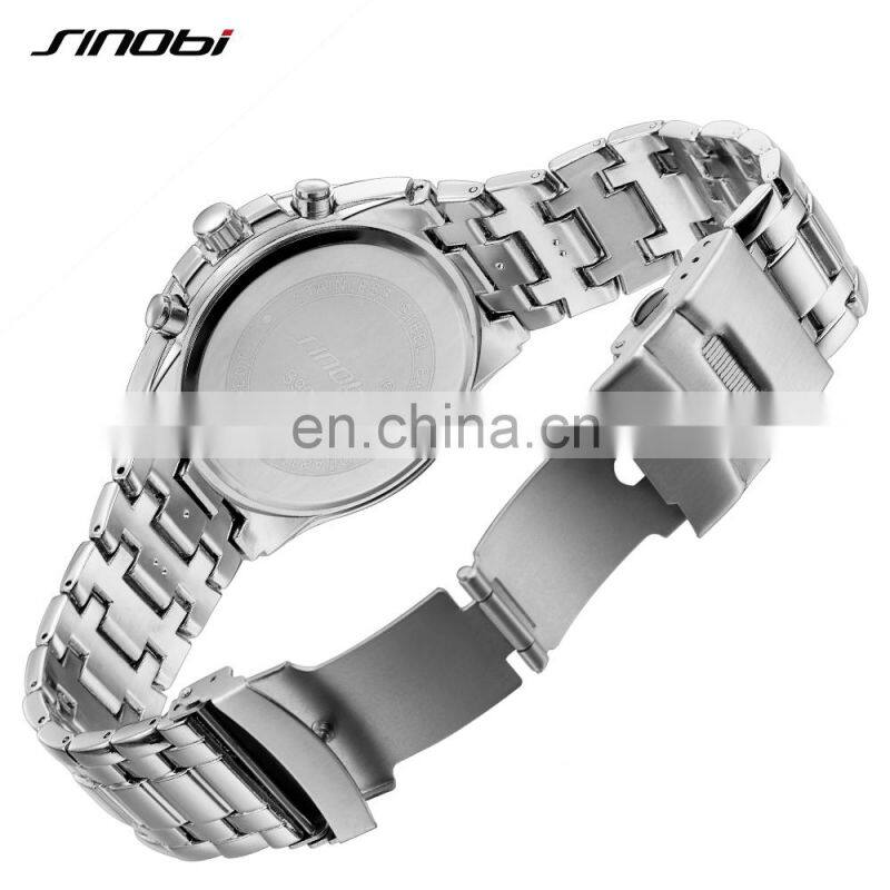 SINOBI S9720G Stainless Steel Band Watch Quartz Watches For Mens Clock Reloj Wristwatch Man