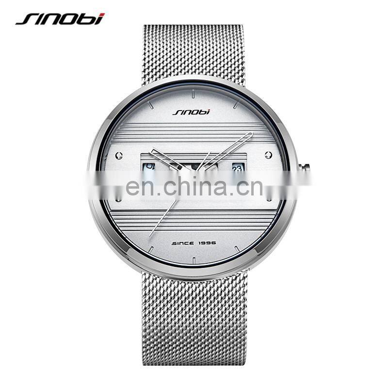 SINOBI Masculinity Business Stylish Wristwatchs Delicate Hollow Pointer Watchs Wristwatches Men S9825G-D