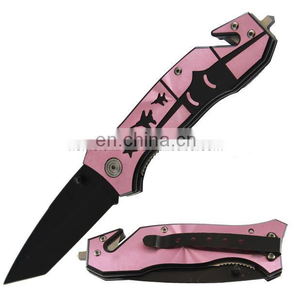 8.3" Stainless Steel Emergency Rescue Folding Knife With Glass Breaker Pocket Knife