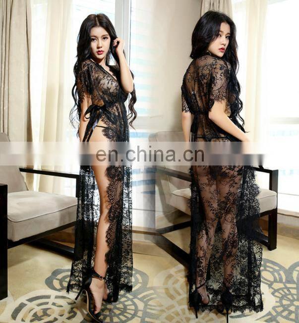 Lingerie for Women Sexy Long Lace Dress Sheer Gown See Through Kimono Robe