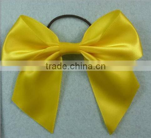 Factory High Quality Wholesale Pink Pre-tied Satin Ribbon Bow with Elastic Loop
