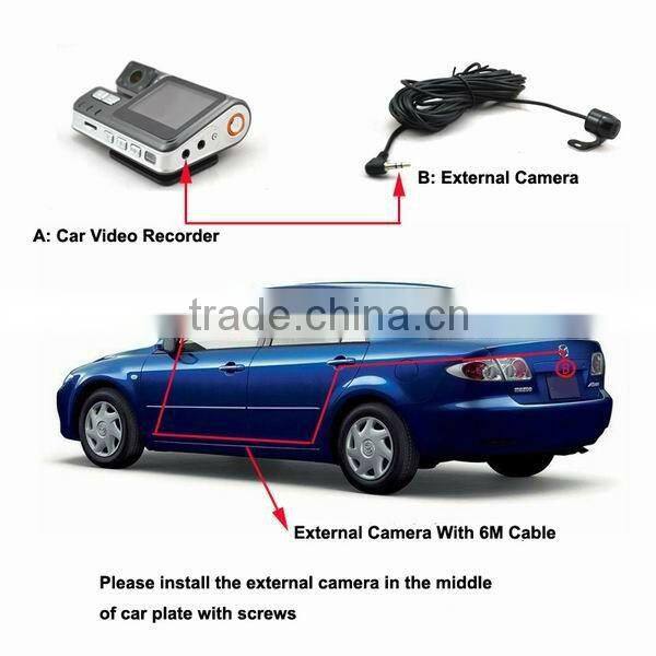 Appealing HD720P 2ch car rear view camera/dual camera car recorder with H.264 compression format