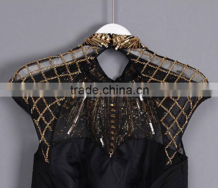 Factory price new arrival ladies diamond black 100% handmade ladies mini skirt haute couture evening dresses