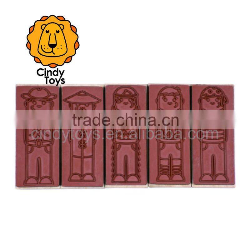 Wooden Rubber Stamps What's up - With the Boys ? 5 pcs for kids