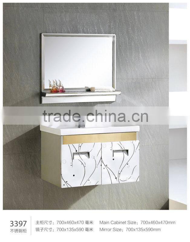 Wall hanging American style stainless modern bathroom basin cabinet