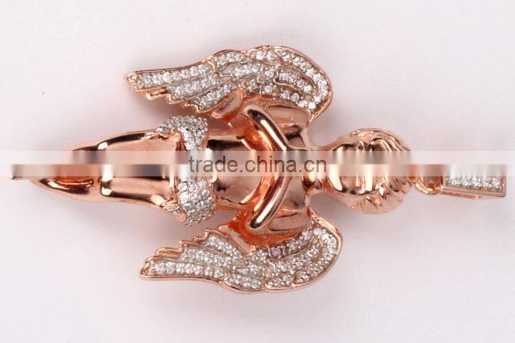 2015 hot sell gold diamond angel meaningful pendant necklace