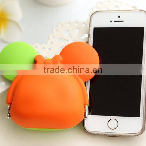 2015 Colorful mickey mouse shape silicon rubber coin purses/plastic squeeze coin purse