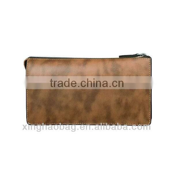 Full grain leather men handbags and purses with wrist