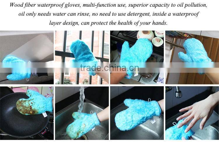 wood fiber Strong Wax oil waterproof household cleaning gloves