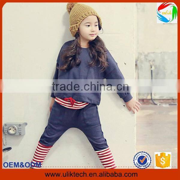 2016 Spring new fashion child clothes for korean style girls wear baby clothing set wholesale 2 pieces kids clothes(ulikGC094)