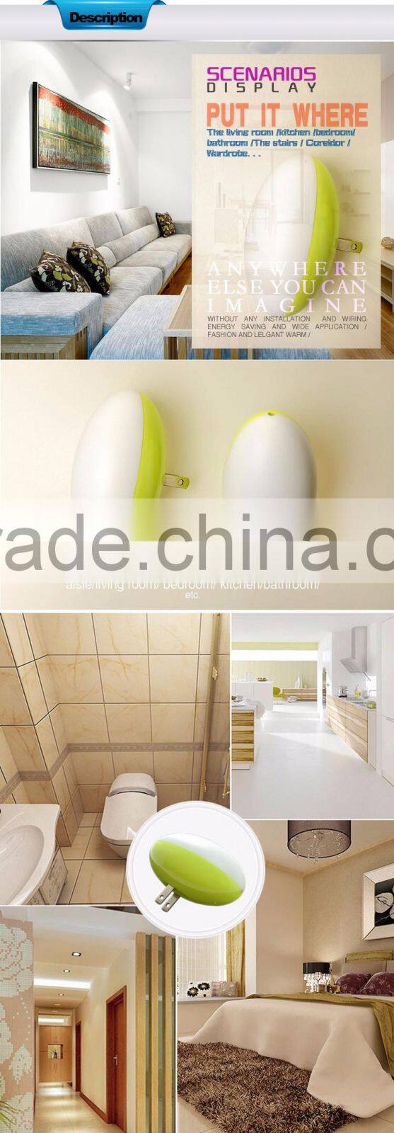 hot dormitory bathroom Sensor Light Indoor Night Light