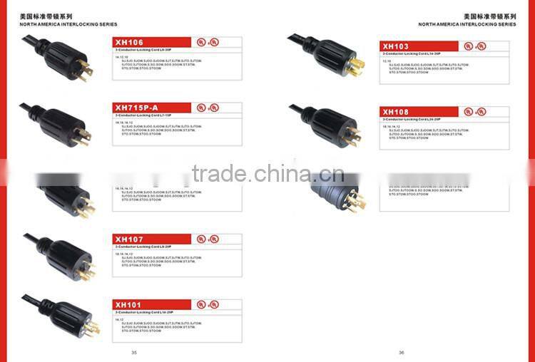 NEMA L6-30P locking power cord plug with cUL approval