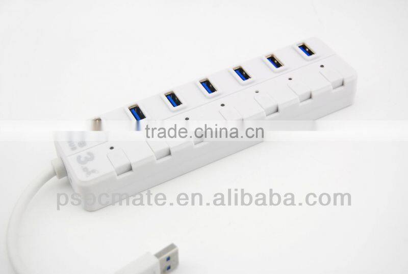 Super Speed 3.0 USB 7 Ports External HUB with Switch For Notebook